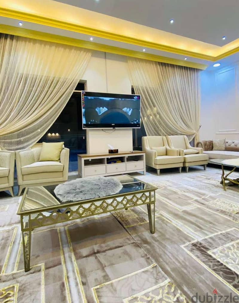Furnished living room with television